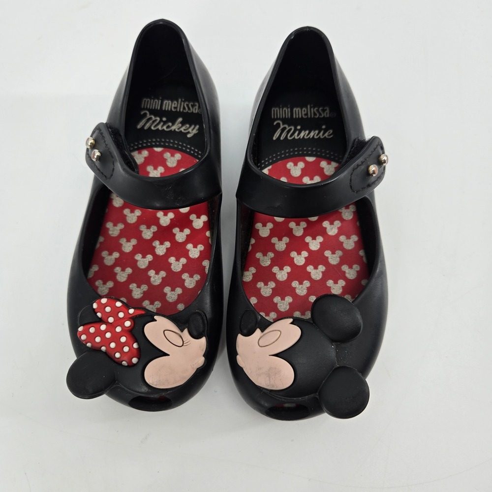 Mini Melissa Disney Mickey Minnie‎ Mouse Black Jelly Mary Jane Flats Toddler 8
